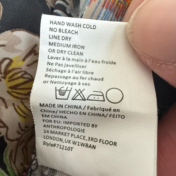 Anthropologie Tiny Lacona Popover Floral Blouse Multicolor Split Neck Boho SP - Picture 10 of 10